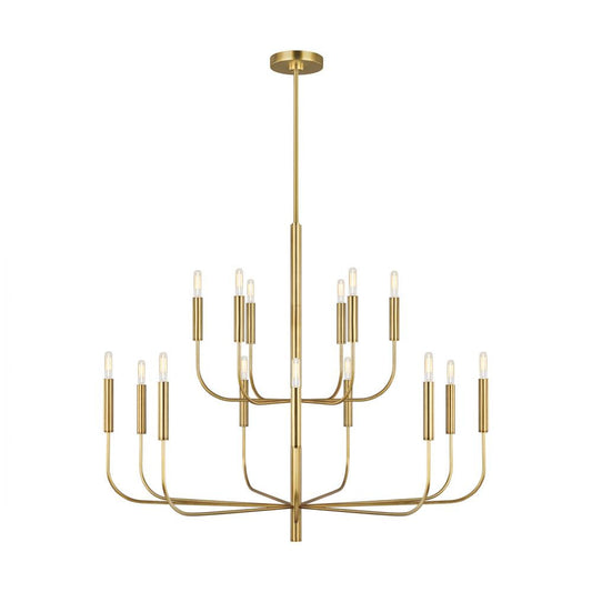 Visual Comfort Studio Brianna 15 Light Large Two-Tier Chandelier Burnished Brass