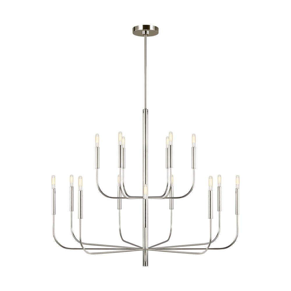Visual Comfort Studio Brianna 15 Light Large Two-Tier Chandelier Polished Nickel