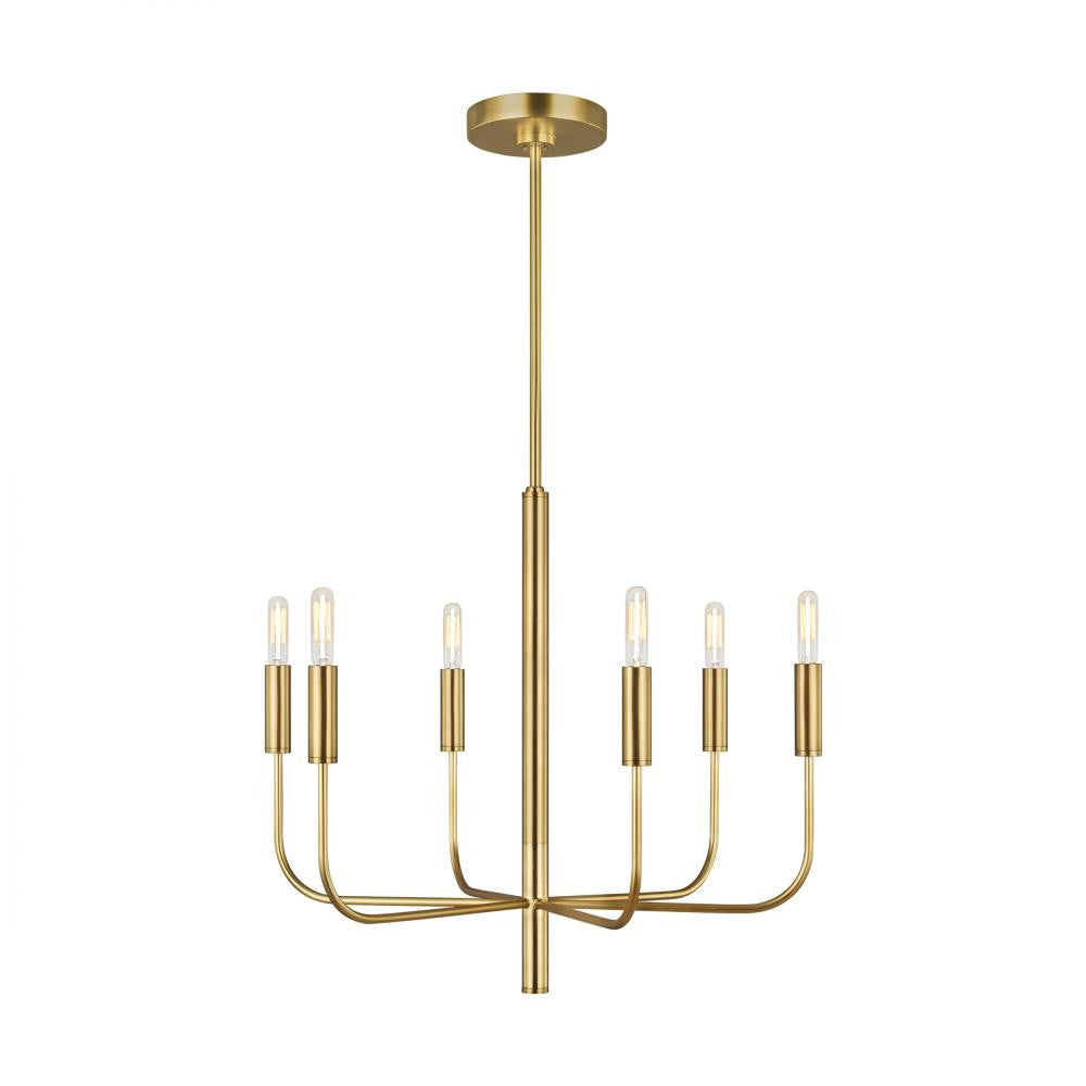 Visual Comfort Studio Brianna 6 Light Small Chandelier Burnished Brass