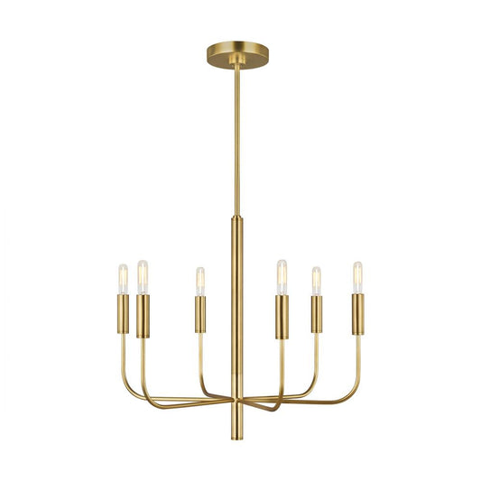Visual Comfort Studio Brianna 6 Light Small Chandelier Burnished Brass
