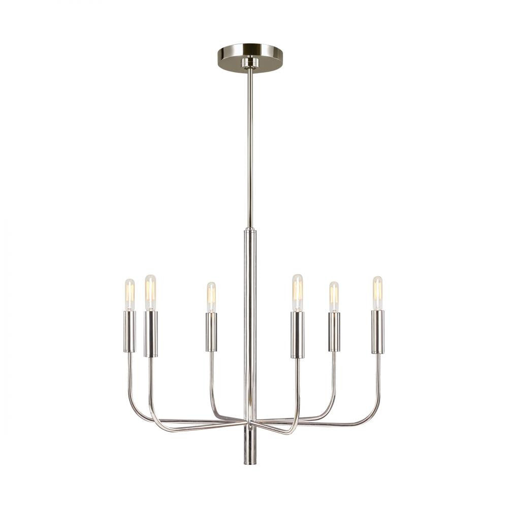 Visual Comfort Studio Brianna 6 Light Small Chandelier Polished Nickel