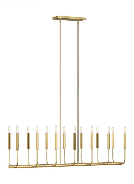 Visual Comfort Studio Brianna 14 Light Linear Chandelier Burnished Brass