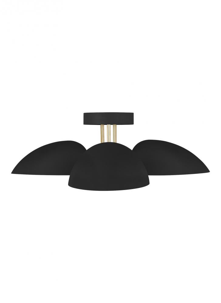 Visual Comfort Studio Jane 3 Light Semi-Flush Mount Midnight Black