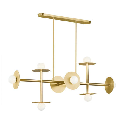 Visual Comfort Studio Nodes 8 Light Large Linear Chandelier Burnished Brass