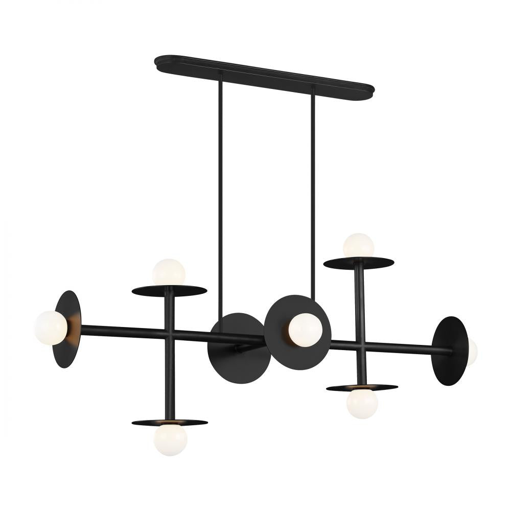 Visual Comfort Studio Nodes 8 Light Large Linear Chandelier Midnight Black