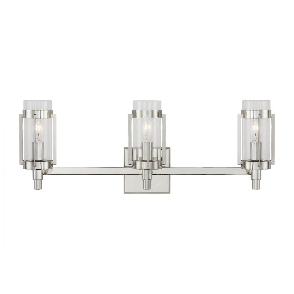 Visual Comfort Studio Flynn 3 Light Vanity Light Polished Nickel