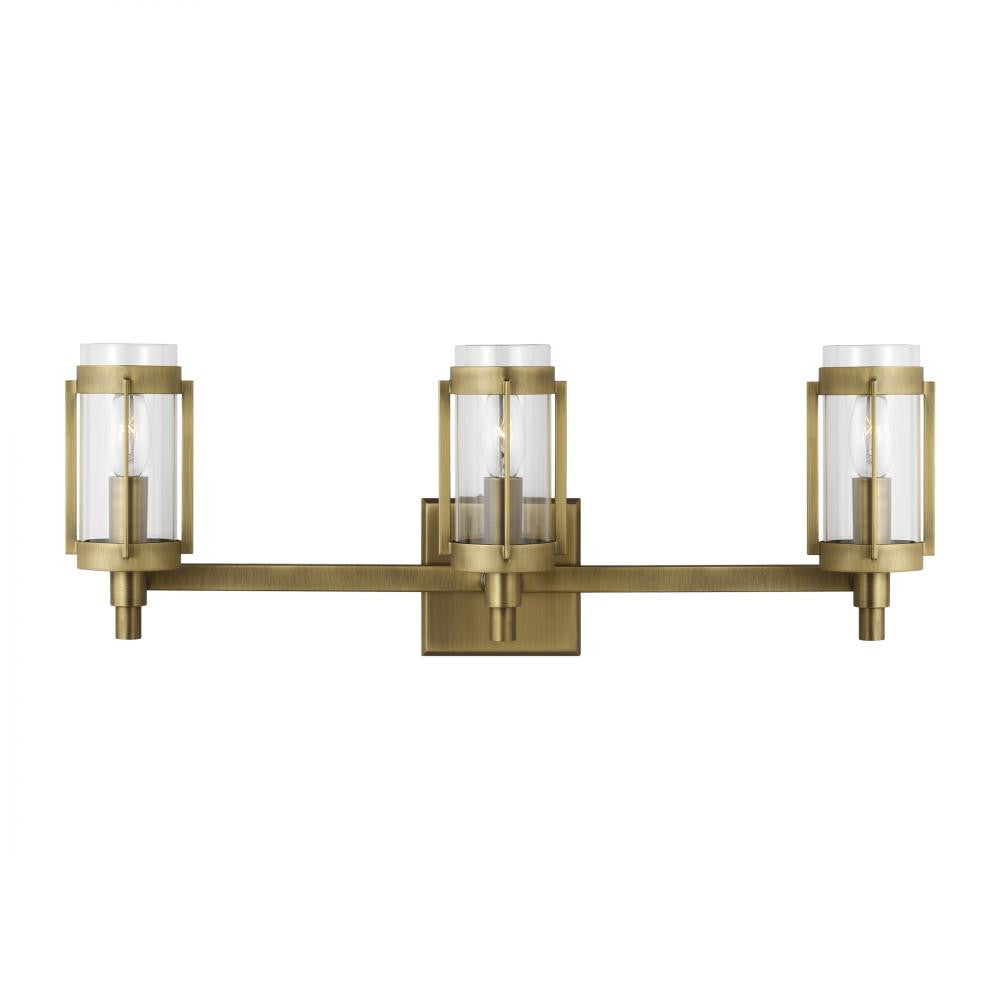 Visual Comfort Studio Flynn 3 Light Vanity Light Time Worn Brass