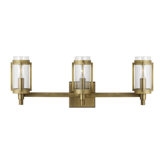 Visual Comfort Studio Flynn 3 Light Vanity Light Time Worn Brass