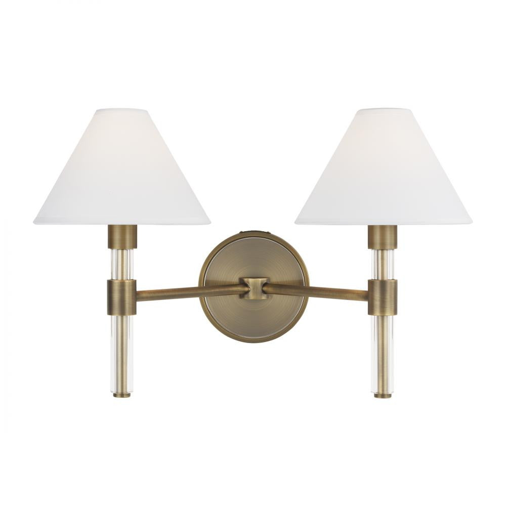 Visual Comfort Studio Robert 2 Light Vanity Light Time Worn Brass