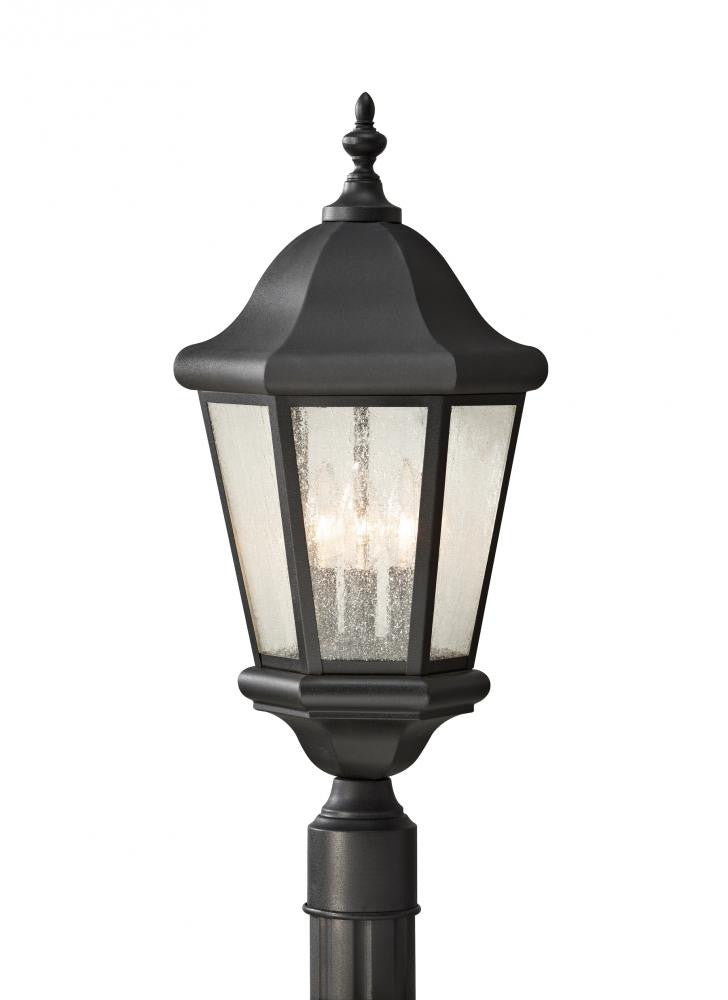 Generation Lighting Martinsville Three Light Outdoor Post Lantern Black