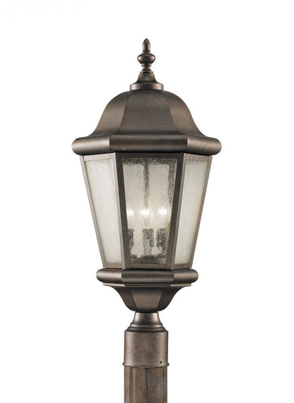 Generation Lighting Martinsville Three Light Outdoor Post Lantern Corinthian Bronze