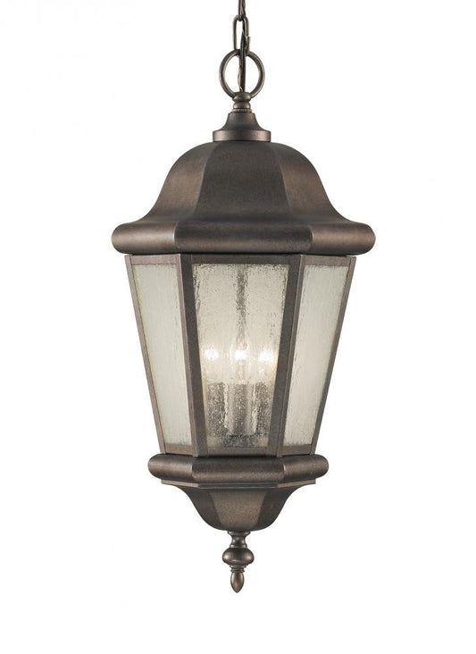 Generation Lighting Martinsville Three Light Outdoor Pendant Lantern Corinthian Bronze