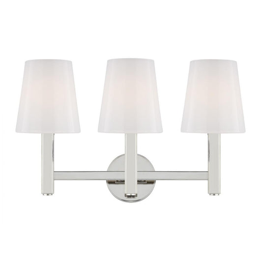 Visual Comfort Studio Logan 3 Light Bath Wall Sconce Polished Nickel