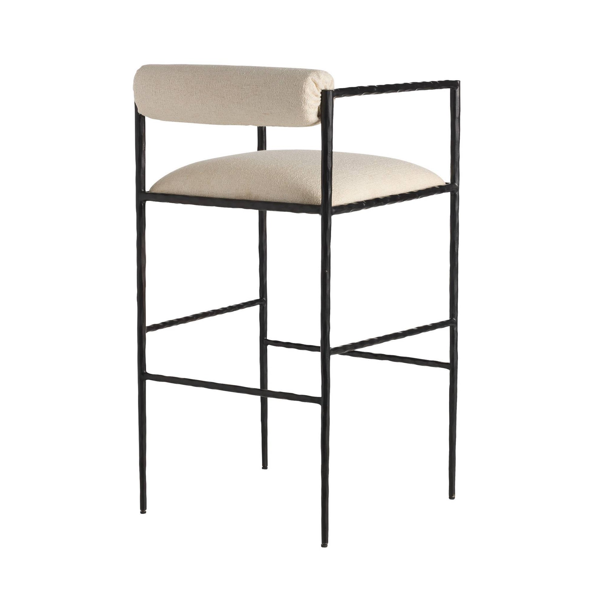 Arteriors Home Barbana Bar Stool Oxford White Performance Fabric Oxford White