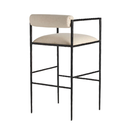 Arteriors Home Barbana Bar Stool Oxford White Performance Fabric Oxford White