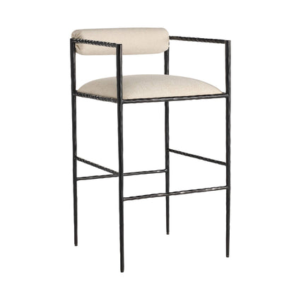 Arteriors Home Barbana Bar Stool Oxford White Performance Fabric Oxford White