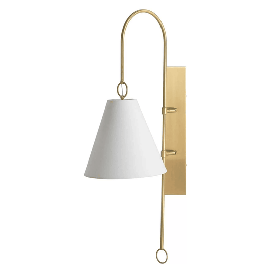 Gabby Anniston Wall Sconce Brass, Feather White Linen