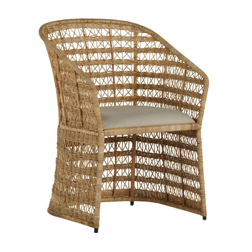 Gabby Libby Dining Chair Dark Gray Metal, Natural Rattan