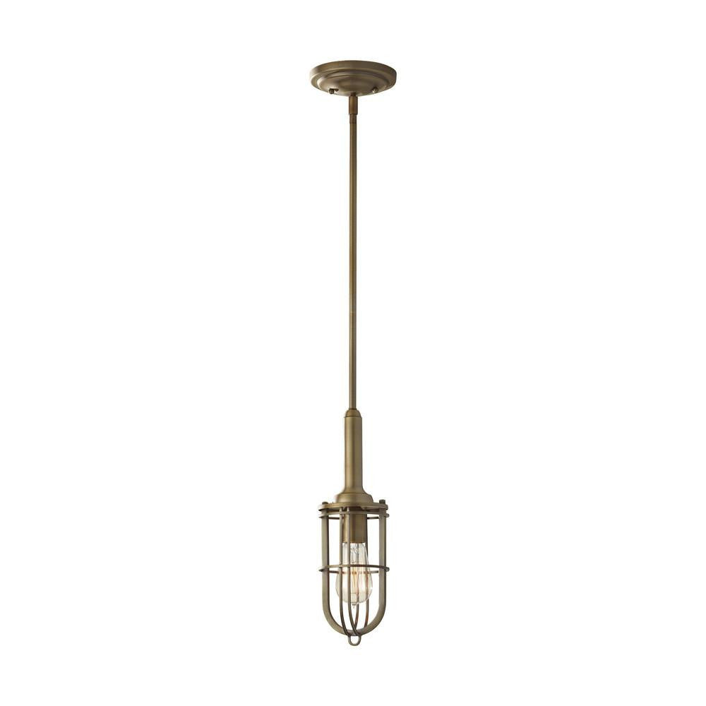 Generation Lighting Urban Renewal Closed Cage Pendant Dark Antique Brass