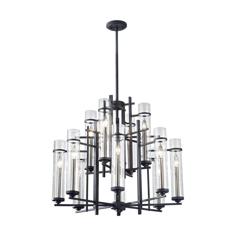 Generation Lighting Ethan Extra Large Chandelier Antique Forged Iron / Brushed Steel