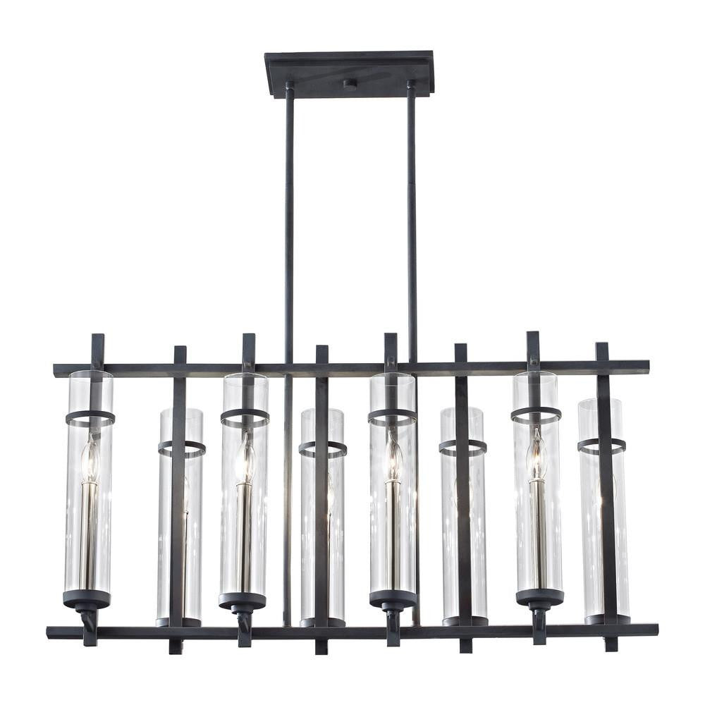 Generation Lighting Ethan Linear Chandelier Antique Forged Iron / Brushed Steel