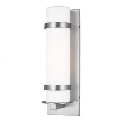 Generation Lighting Alban Medium One Light Outdoor Wall Lantern Satin Aluminum