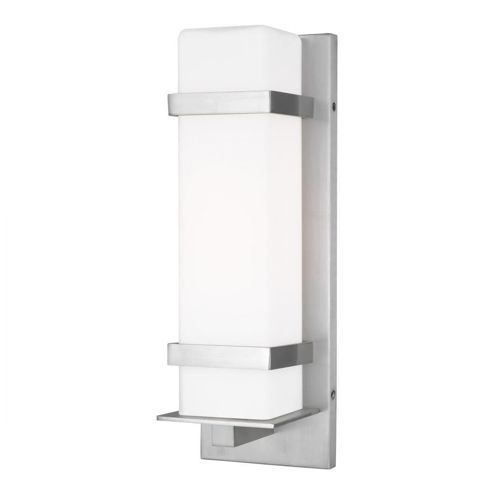 Generation Lighting Alban Medium One Light Outdoor Wall Lantern Satin Aluminum