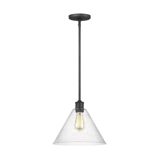 Generation Lighting Belton One Light Pendant Midnight Black