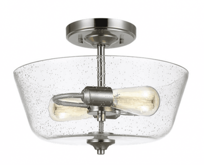 Generation Lighting Belton Two Light Ceiling Semi-Flush Mount Midnight Black