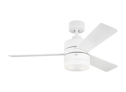 Generation Lighting Era 44" Dimmable LED Indoor/Outdoor Ceiling Fan with Light Kit - Matte White with Matte White Blades