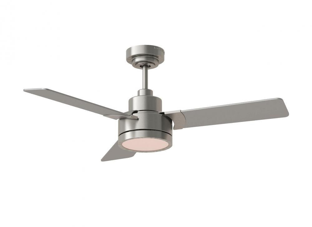 Generation Lighting Jovie 44" Dimmable Indoor/Outdoor Integrated LED Indoor Brushed Steel Ceiling Fan with Light Kit