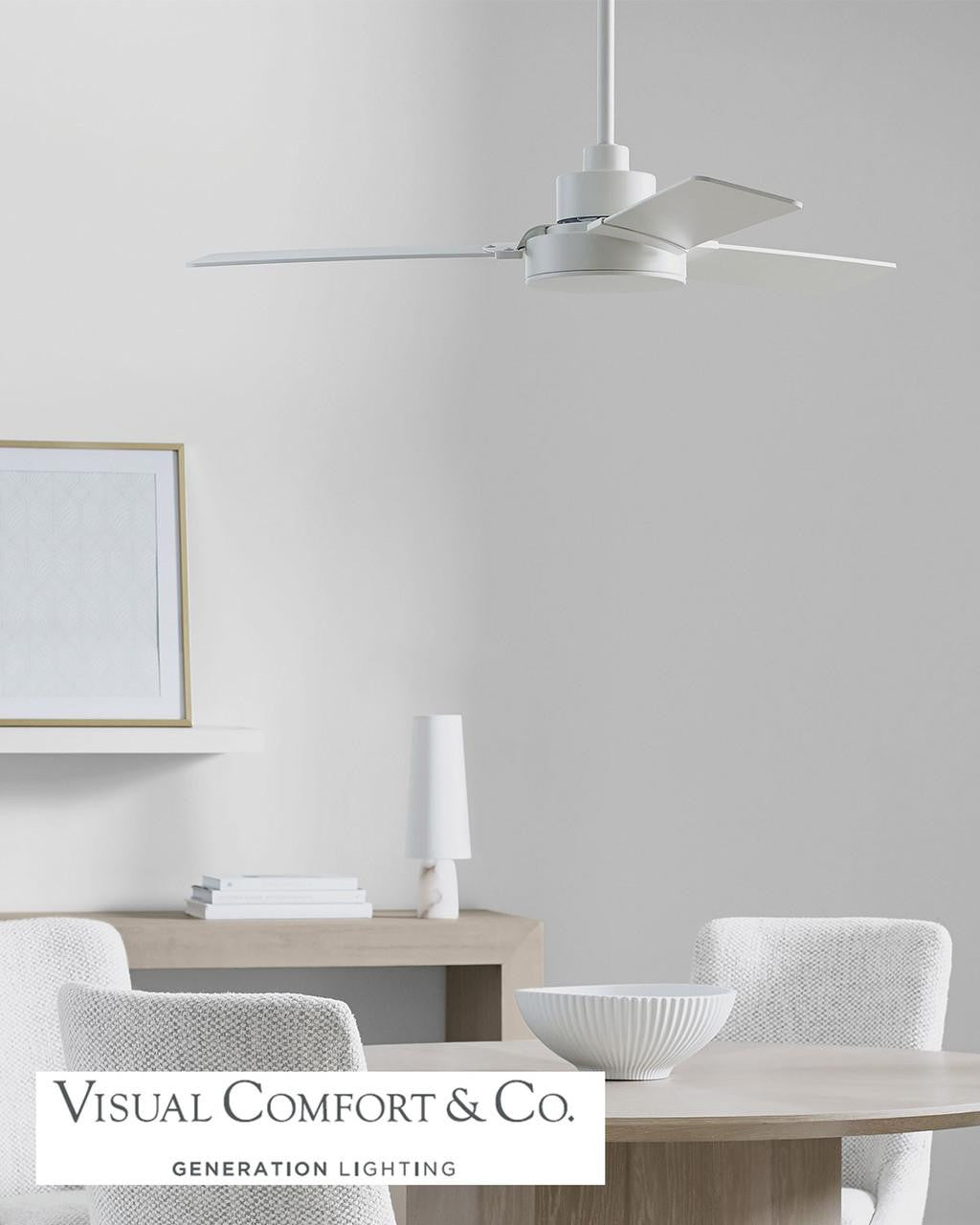 Generation Lighting Jovie 44" Indoor/Outdoor Matte White Ceiling Fan with Wall Control and Manual Reversible Motor