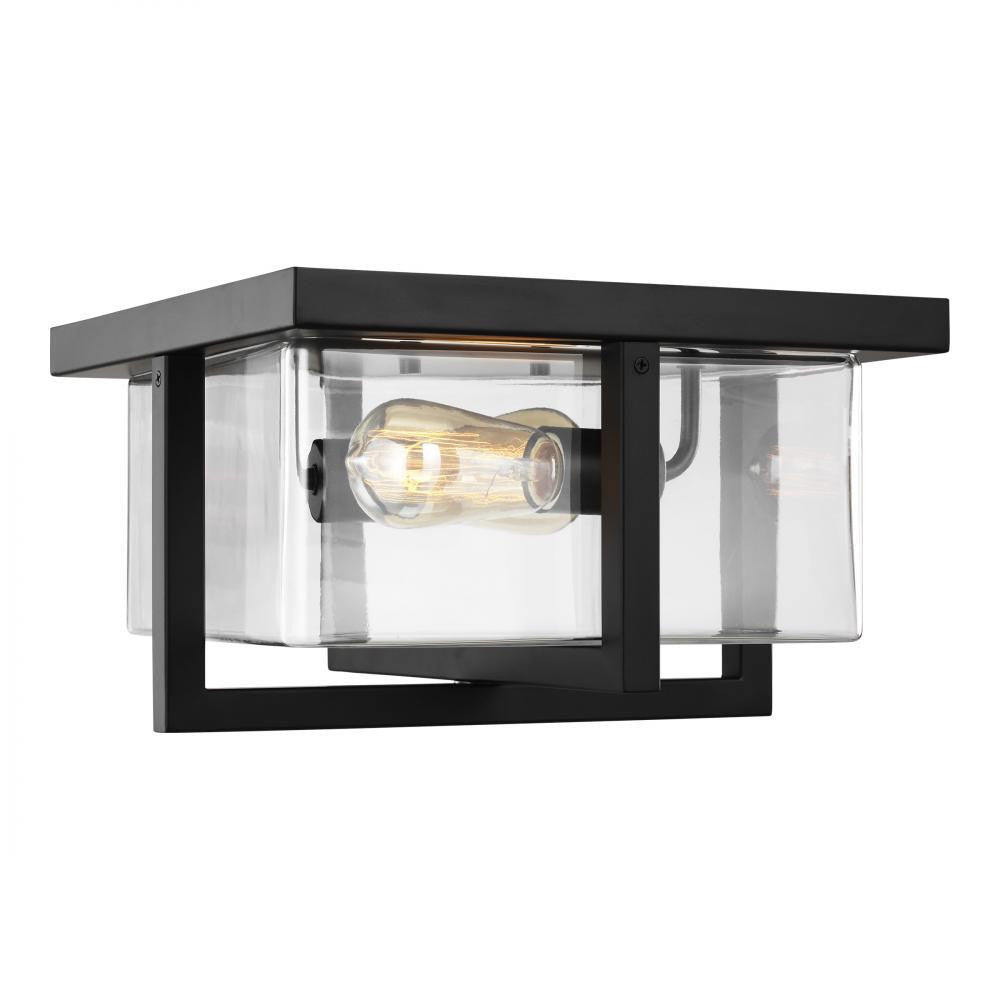 Generation Lighting Mitte Two Light Flush Mount Midnight Black