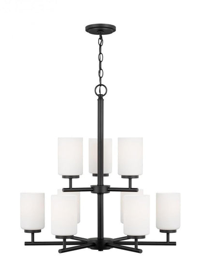 Generation Lighting Oslo Nine Light Chandelier Midnight Black