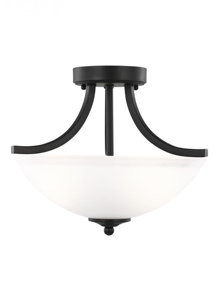 Generation Lighting Geary Small Two Light Semi-Flush Convertible Pen Midnight Black
