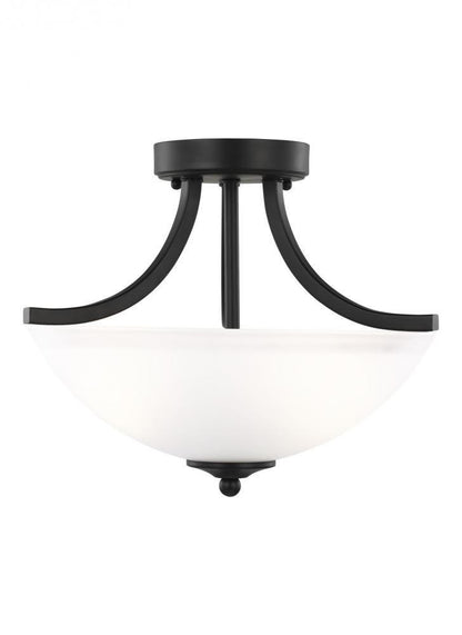 Generation Lighting Geary Small Two Light Semi-Flush Convertible Pen Midnight Black