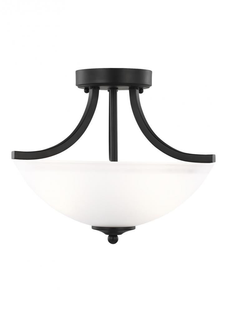 Generation Lighting Geary Small Two Light Semi-Flush Convertible Pen Midnight Black