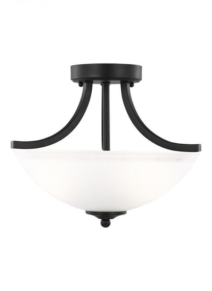 Generation Lighting Geary Small Two Light Semi-Flush Convertible Pen Midnight Black