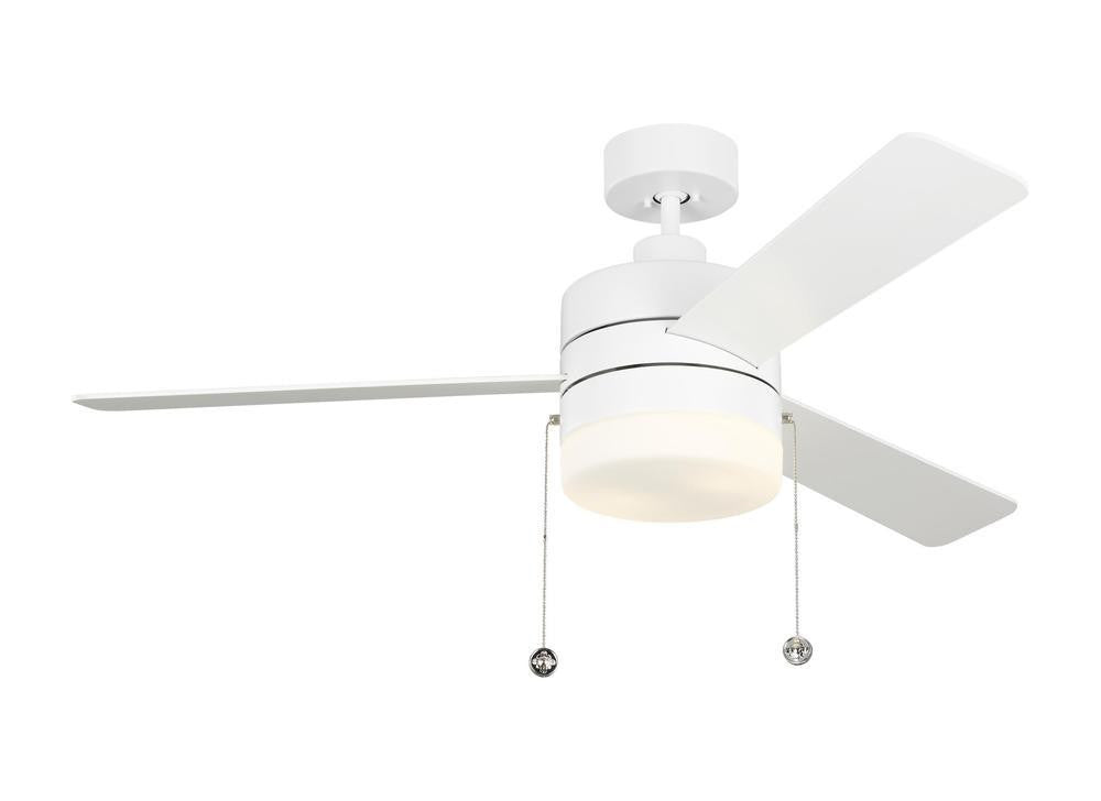 Generation Lighting Syrus 52" LED Ceiling Fan - Matte White, Matte White/Walnut Blades