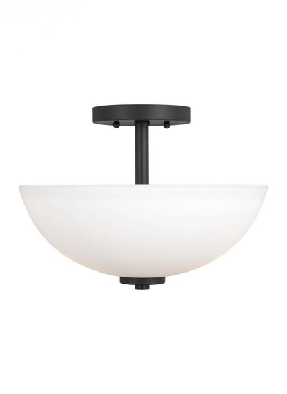 Generation Lighting Oslo Two Light Semi-Flush Convertible Pendant Midnight Black