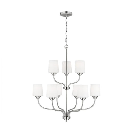 Generation Lighting Windom Nine Light Chandelier Brushed Nickel