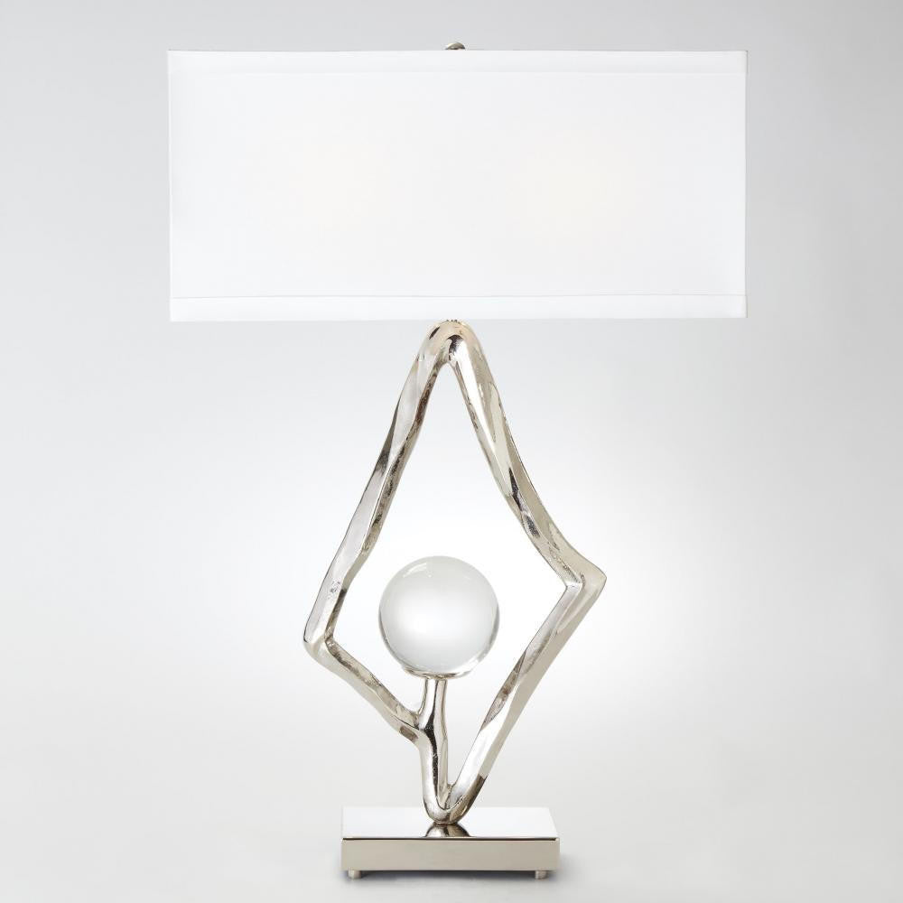 Global Views Abstract Nickel Lamp with 6" Crystal Sphere