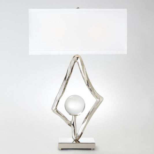 Global Views Abstract Nickel Lamp with 6" Crystal Sphere