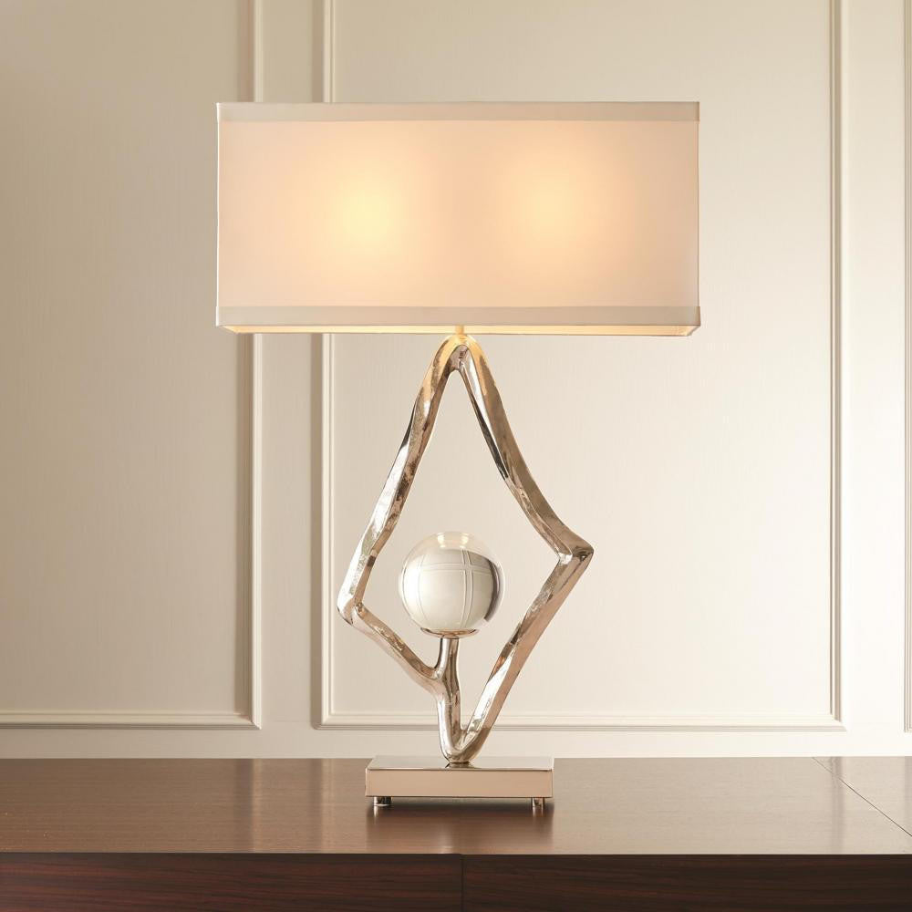 Global Views Abstract Nickel Lamp with 6" Crystal Sphere