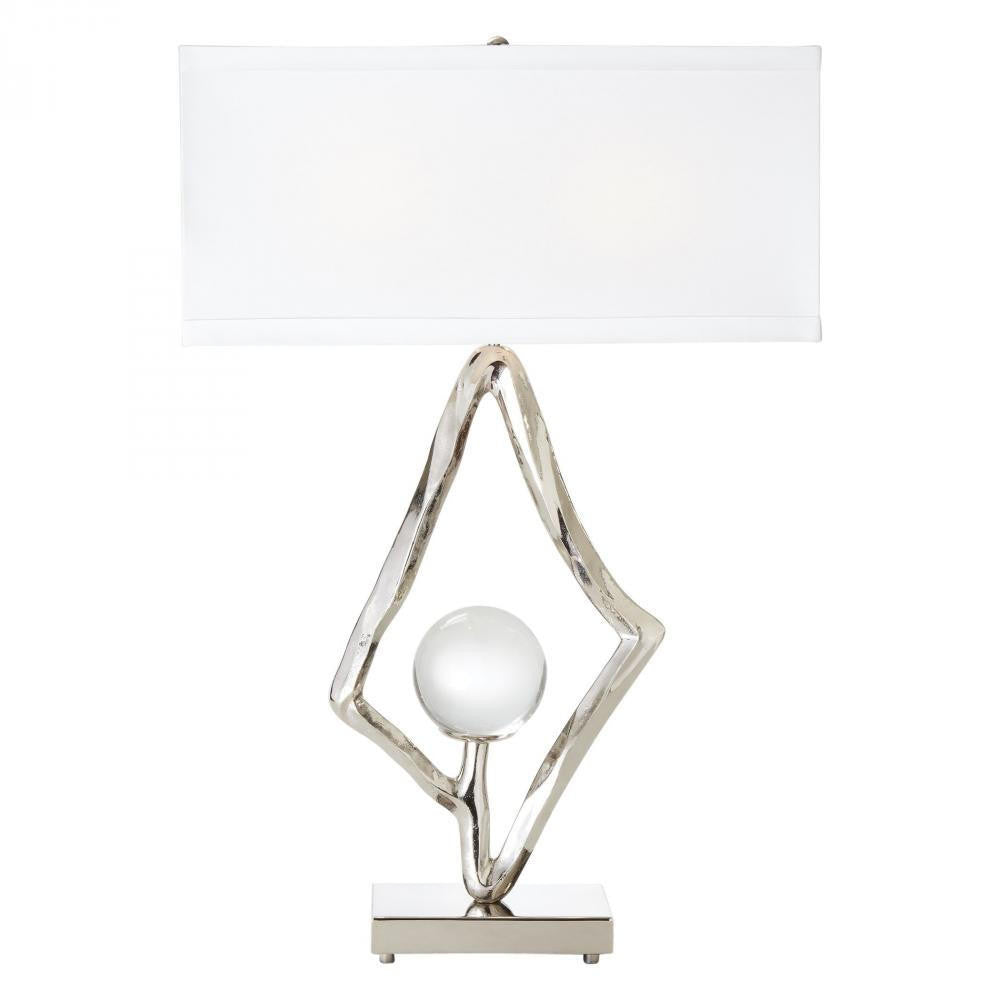 Global Views Abstract Nickel Lamp with 6" Crystal Sphere