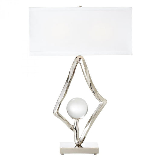 Global Views Abstract Nickel Lamp with 6" Crystal Sphere