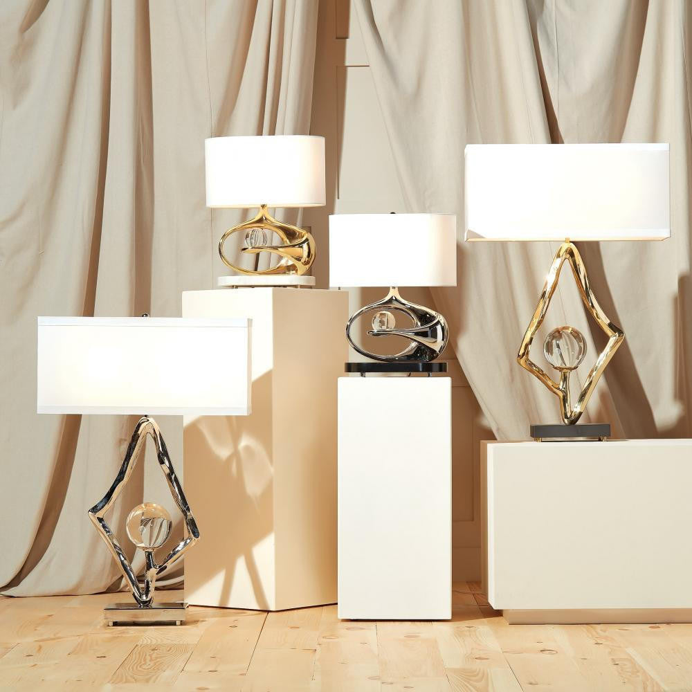 Global Views Abstract Table Lamp with 6" Crystal Sphere