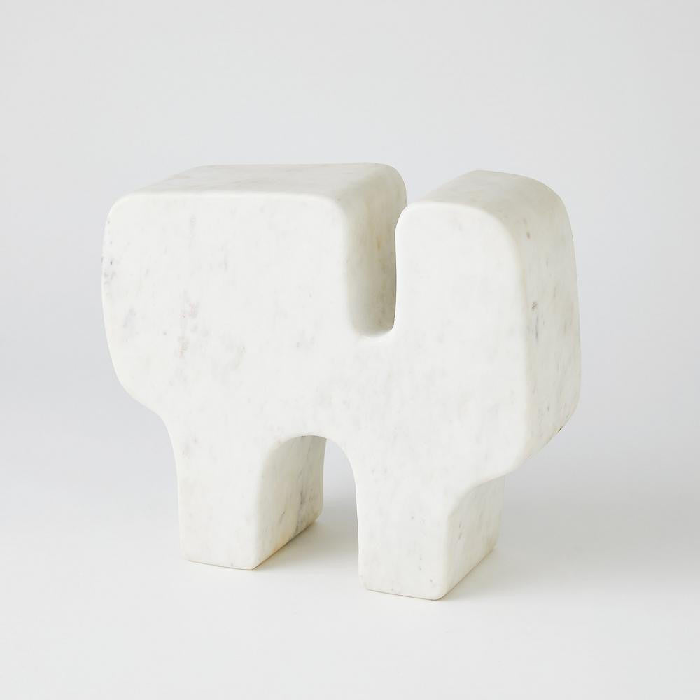 Global Views Abstract White Banswara Marble Sculpture