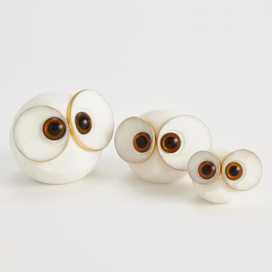 Global Views Alabaster Big Eyed Owl Large Sculpture