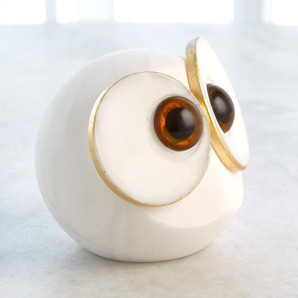 Global Views Alabaster Big Eyed Owl Large Sculpture